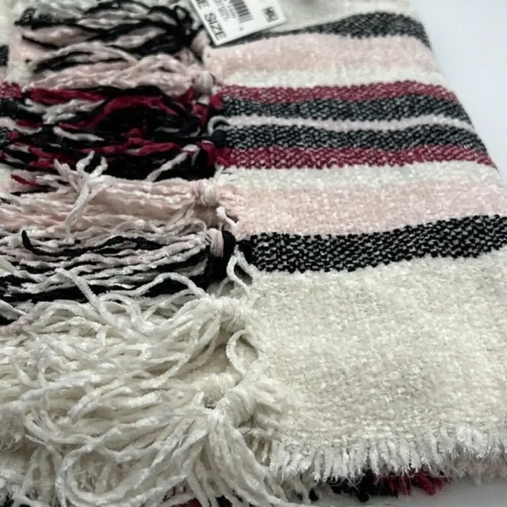 Charter Club Ivory Plaid Chenille Scarf NWT